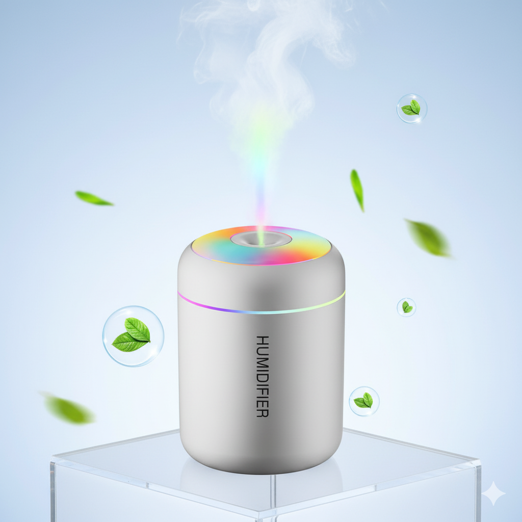 Mini Humidificador de Aire USB 180 ml  Difusor de Aromas y Aceites Esenciales| Luz LED |