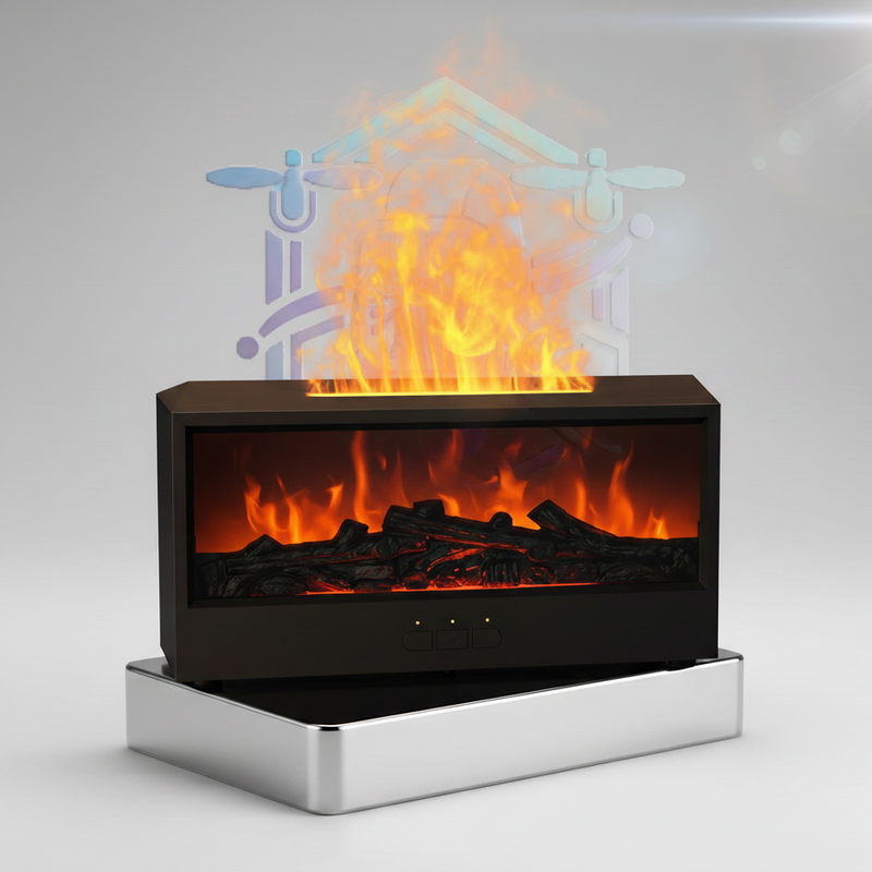 Humidificador de Aire con Simulación de Llama y Control Remoto | Difusor de Aromas 4 en 1 con Luz LED Multicolor