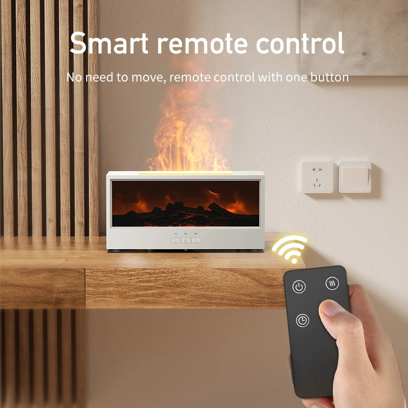 Humidificador de Aire con Simulación de Llama y Control Remoto | Difusor de Aromas 4 en 1 con Luz LED Multicolor