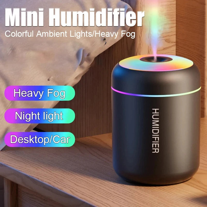 Mini Humidificador de Aire USB 180 ml  Difusor de Aromas y Aceites Esenciales| Luz LED |