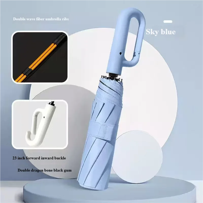 Paraguas Automático Plegable con Diseño de Anillo | 20 Varillas Reforzadas | Extra Grande y Resistente | Doble Paraguas para Hombre y Mujer