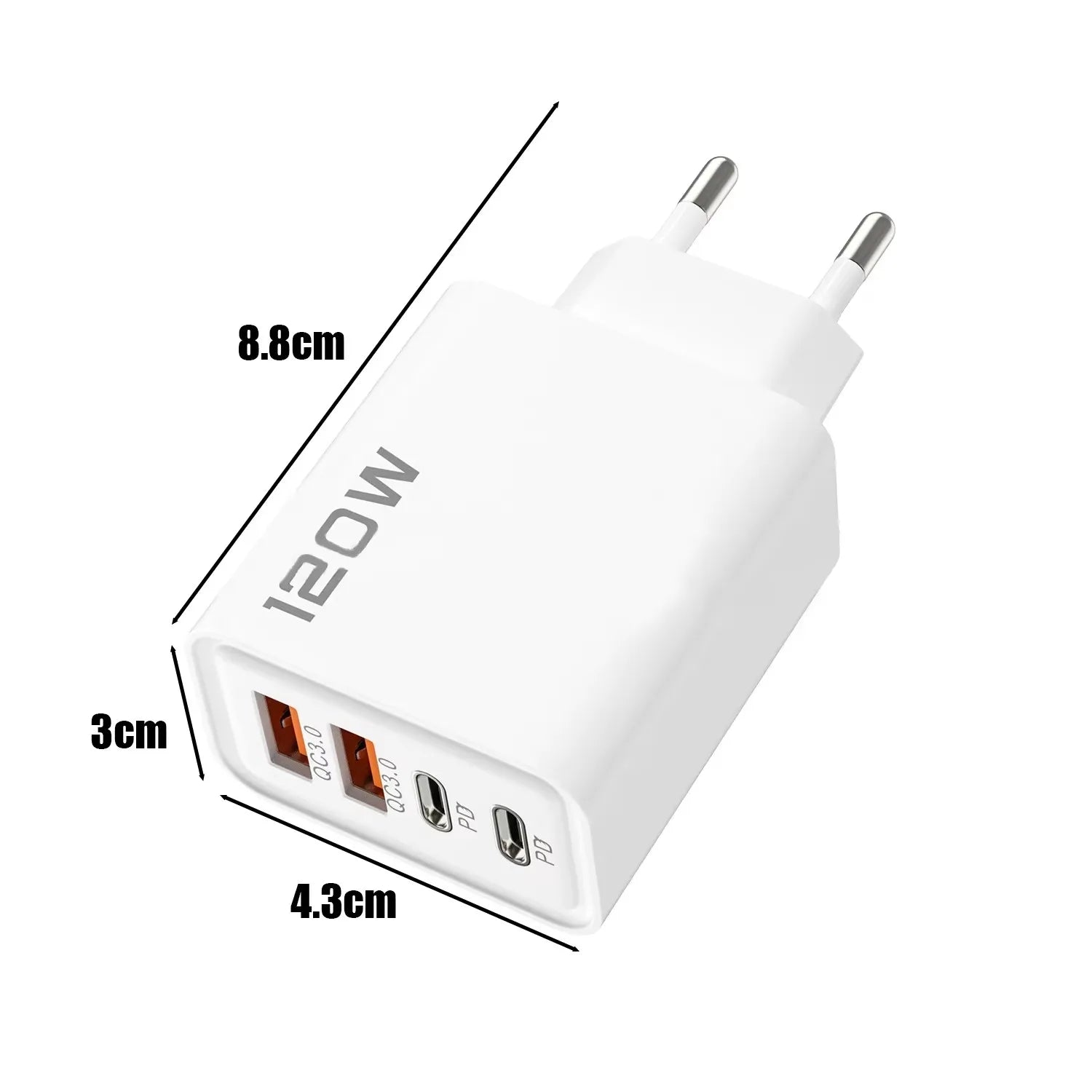 Cargador Rápido 120W PD con 4 Puertos USB-C y USB-A